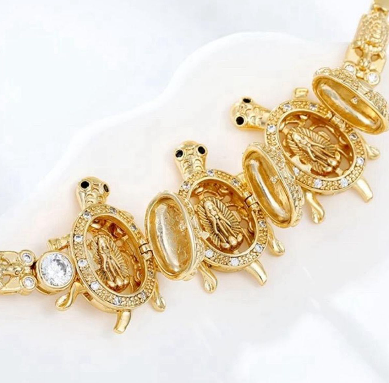 Gold Plated Turtle Bracelet for Women 7 to 8 Inches