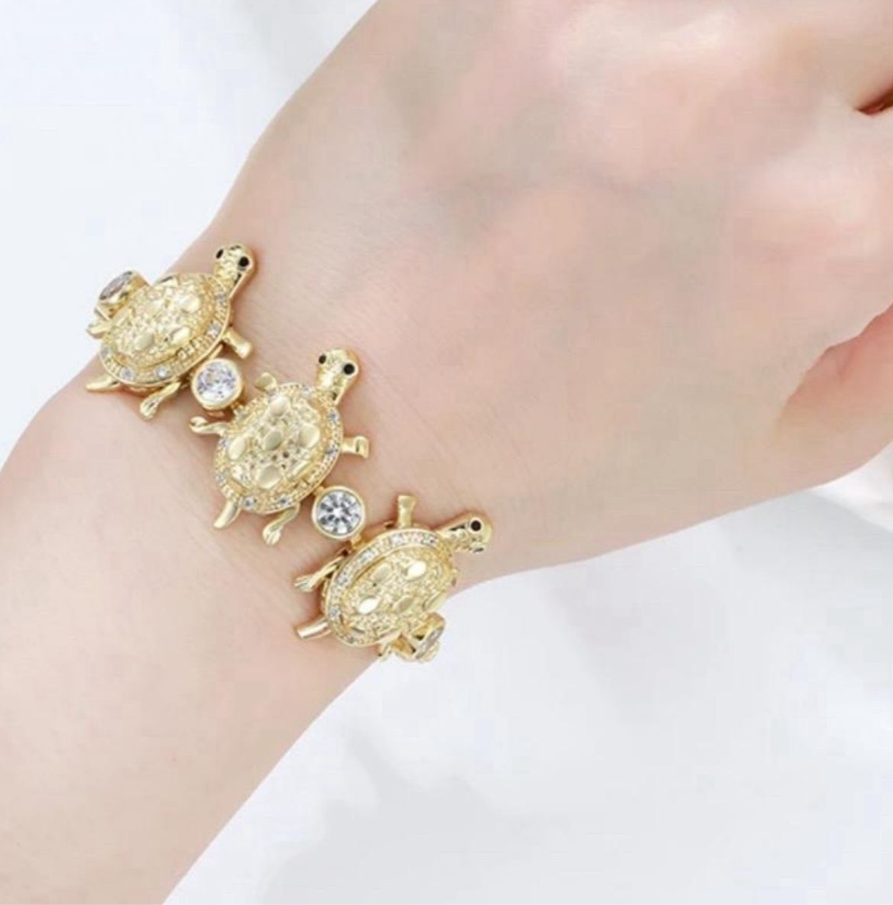 Gold Plated Turtle Bracelet for Women 7 to 8 Inches